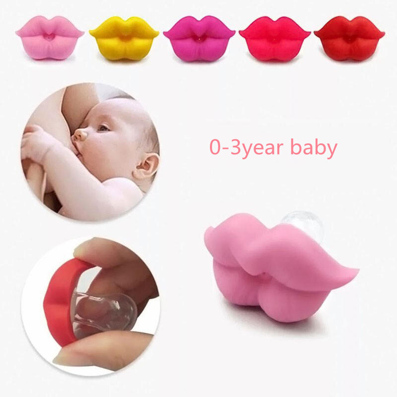 2023ซิลิโคนหัวนมตลกหนวด Pacifier Baby Soother เด็กวัยหัดเดินหัวนมจัดฟันสีแดง Kiss ริมฝีปาก Teether ให้อาหารเด็กทารก