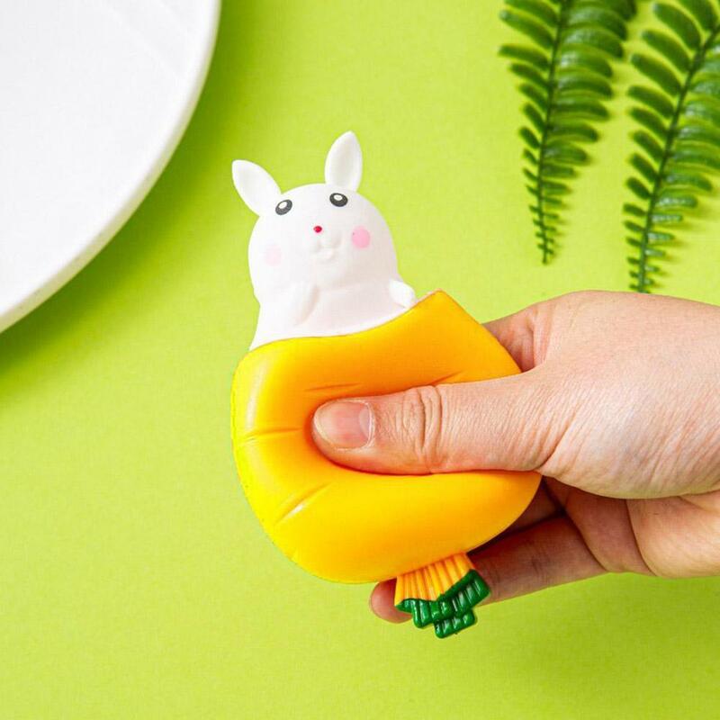 Criativo cenoura coelho forma engraçado espremer brinquedos fidget stress alívio de descompressão u8c2
