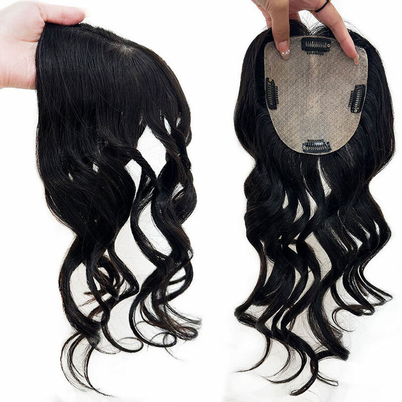 Breathable Silk top Injection Wavy Virgin Hair Topper for Women Natural Scalp Top Silk Base Toupee 8-22inch