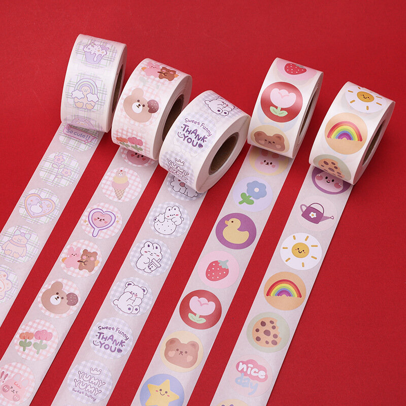 500 pz simpatico cartone animato rotondo etichette per bambini adesivo regali per bambini giocattoli fai da te giochi adesivi decorativi sigillo cancelleria