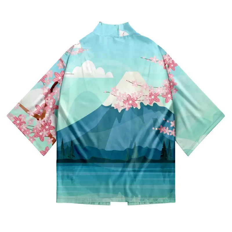 2024 Summer Men Loose Japanese Style 3/4 Sleeve Kimono Traditional Cardigan Haori Women Harajuku Streetwear Shirts kimono women