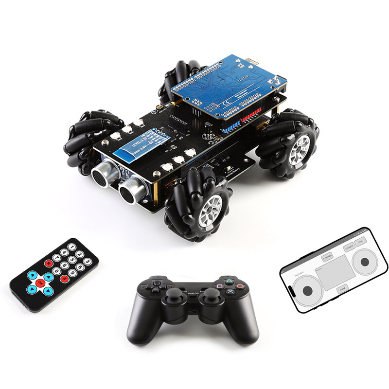 Kit de Chasis de coche Robot de rueda Mecanum doble para Arduino, piezas de juguete STEM DIY más baratas, Kit de Inicio de Robot inteligente, nuevo