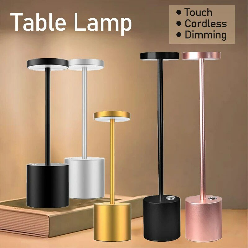 Cordless Touch Table Lamp, USB recarregável, Bar abajur, lâmpadas de leitura sem fio, portátil LED Night Light para Restaurante e Quarto