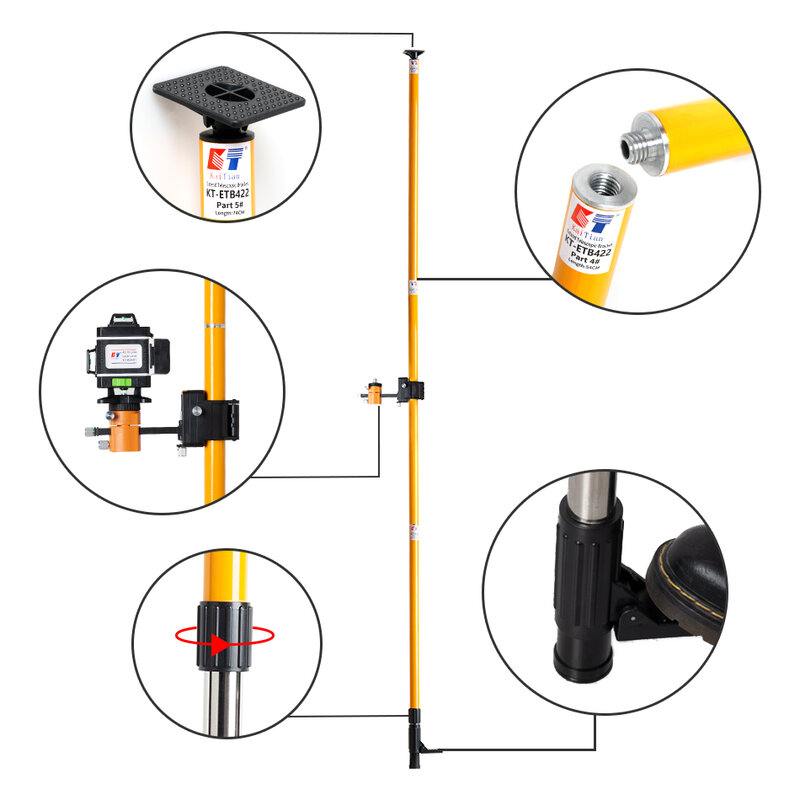 KaiTian 4.22M Laser Level Extend Telescopic Rod Support Powerful Multi-Functional Bracket For Green Line Levels Nivel Lasers 360