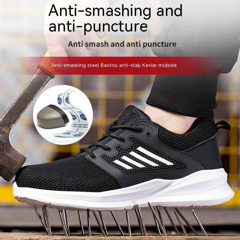 Sepatu kets kerja pria, sepatu bot keamanan tahan tusukan, sepatu bot modis tidak bisa hancur