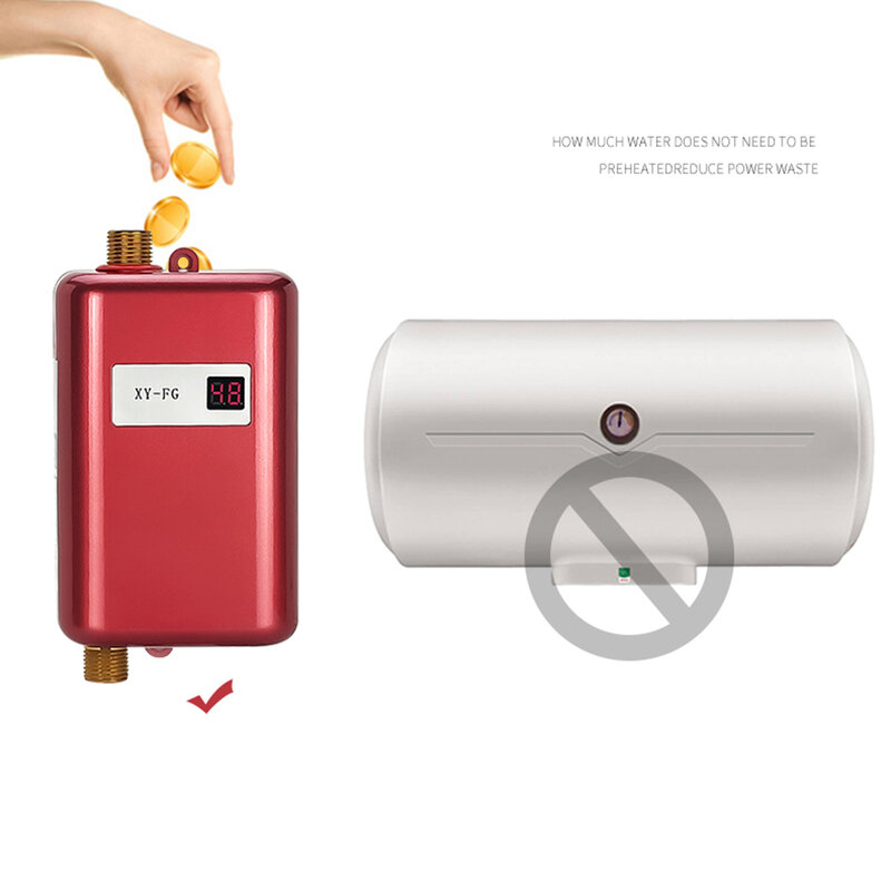Caldeira de água instantânea instantânea Tankless Aquecedor de água quente cozinha banheiro chuveiro fluxo caldeira 110V/220V