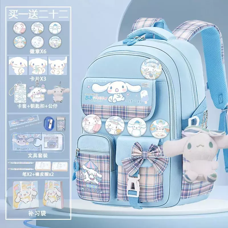 Sanrio Cinnamoroll حقيبة ظهر للطلاب في الحرم الجامعي ، طباعة أزياء لطيفة ، حقيبة المدرسة الابتدائية ، Kawaii سعة كبيرة