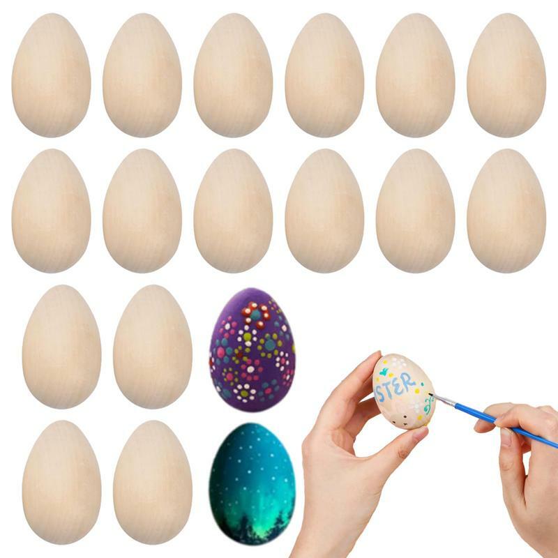 Необработанные пасхальные яйца из дерева 20 шт., гладкие искусственные деревянные яйца для рукоделия, пасхальный декор «сделай сам», детские подарки, творческая игра для рукоделия