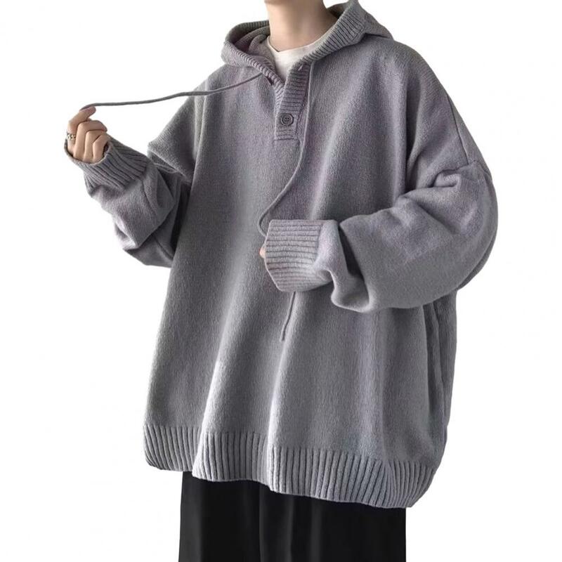 男性用ルーズフィットフード付きセーター,ソフト,伸縮性のあるアウターウェア,丈夫なプルオーバー,秋冬
