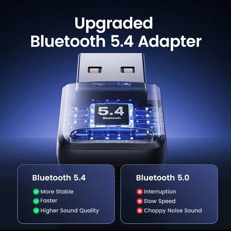 Adaptador USB Bluetooth 5,4, Mini receptor USB, transmisor inalámbrico, ratón, teclado, altavoz, receptor de Audio y música para PC y coche