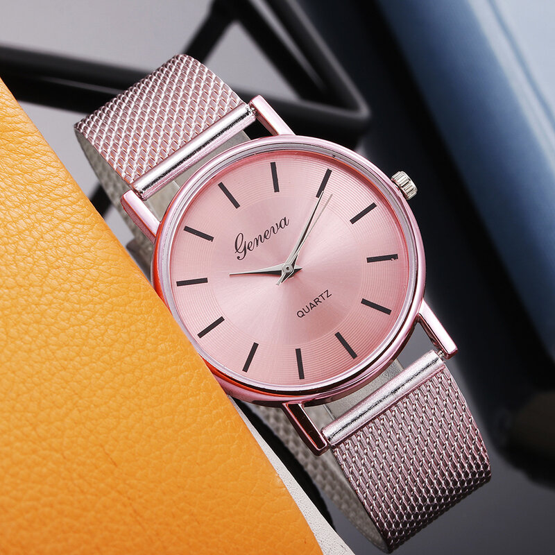 Relógio impermeável com mostrador redondo grande para mulheres, relógio de luxo feminino, elegante em ouro rosa, temperamento simples, alto nível, estudante, novo