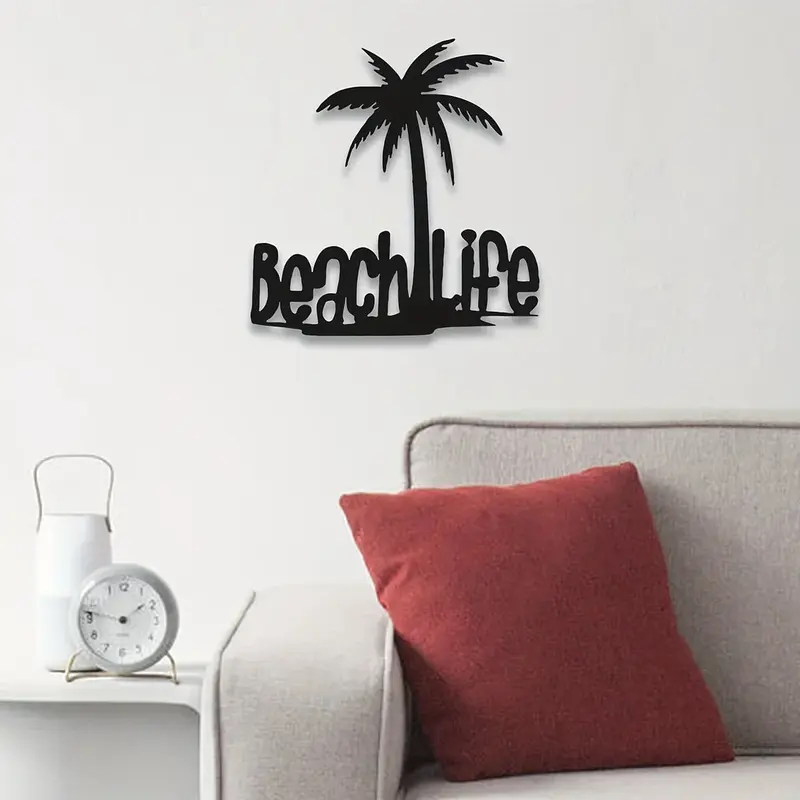 Palmeira de metal para decoração de casa, tema da praia, decoração da parede ao ar livre, palmeira pendurada, recorte Artesanato Tropical