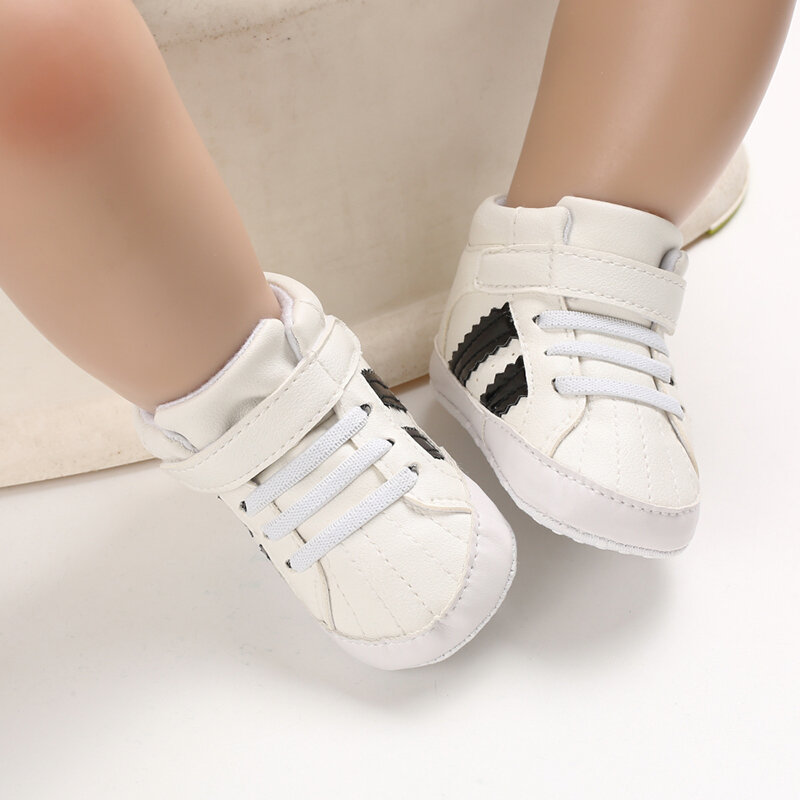 Meninos recém-nascidos médio superior e alta superior moda tênis para meninos e meninas casual macio fundo de pano anti deslizamento primeiro andar sapatos