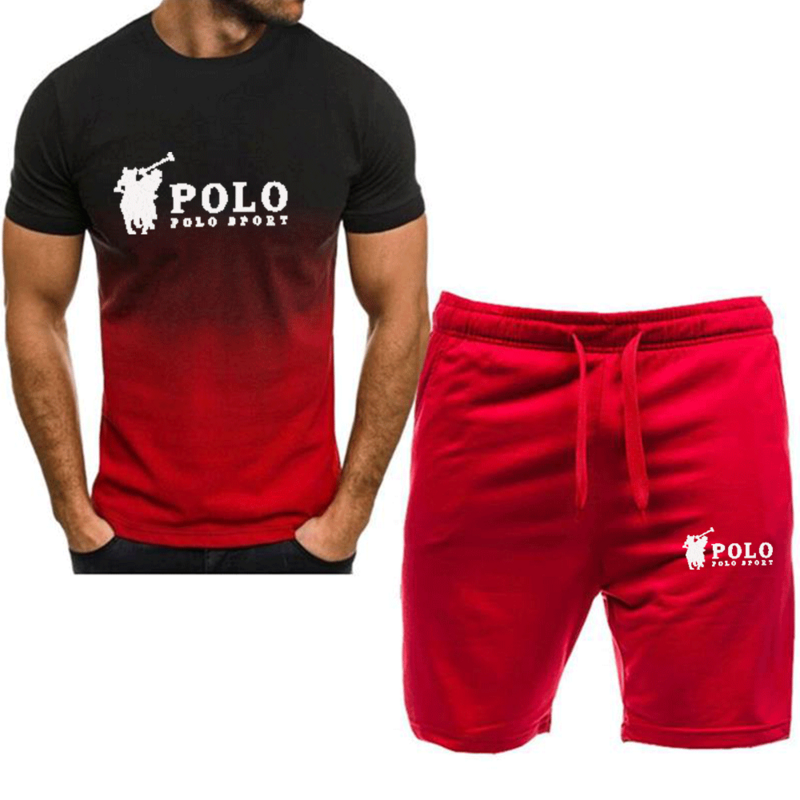 Camiseta de manga corta y pantalones cortos para hombre, ropa deportiva a la moda, conjunto informal de verano para correr, S-3XL de dos piezas