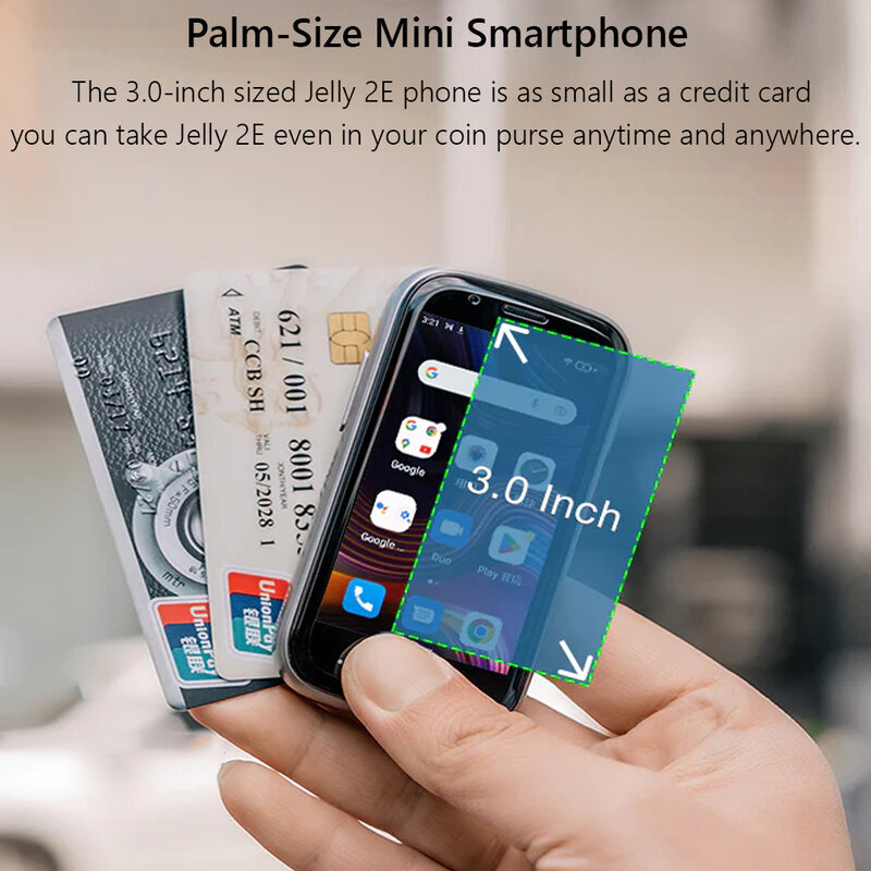 Unihertz-Mini Smartphone Jelly 2E, 4 Go + 64 Go, Débloqué, Version Globale, 4G, Android 12, Prise en Charge Vocale HD, 4 + 64 Go, Téléphone avec Carte SD