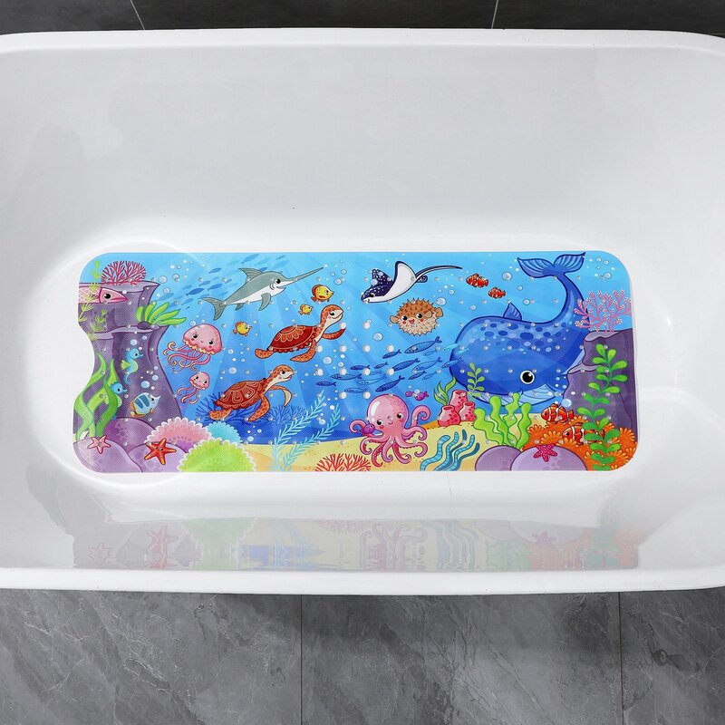 Sea World Anti-Skid Shower Bathtub Mats com otário, Tapete de banho bonito dos desenhos animados, Soft Pad, tapete infantil, Elder Rug, 40x100cm