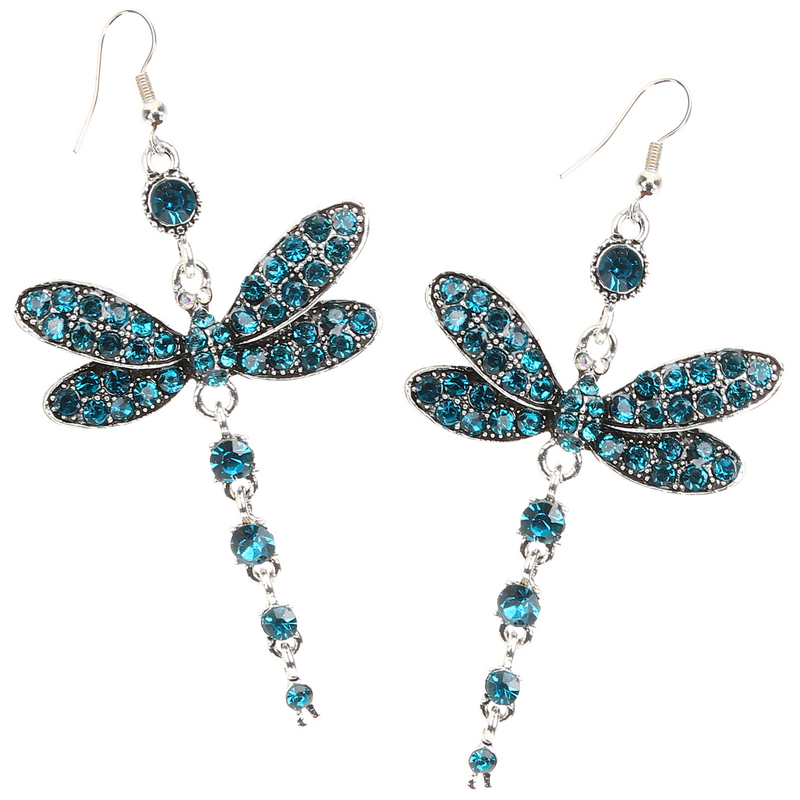 1 Pair Rhinestone Dragonfly Earrings Lady Dangle Earrings Women Dangling Jewelry