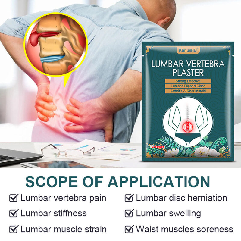 Parches de vértebra Lumbar, yeso Natural de ajenjo, alivio del dolor de espalda, cuello y rodilla, cuidado corporal, 12 unids/lote por bolsa