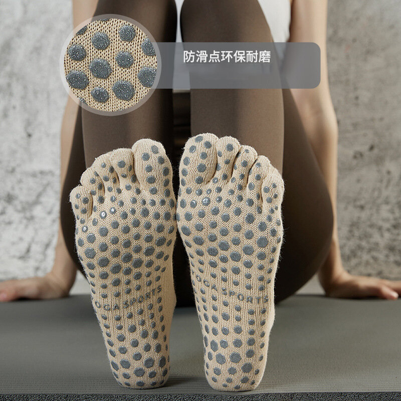 Sean Tsing®Calzini sportivi donna ragazze autunno inverno caldo antiscivolo cinque dita strisce calzino professionale Yoga Pilates calze
