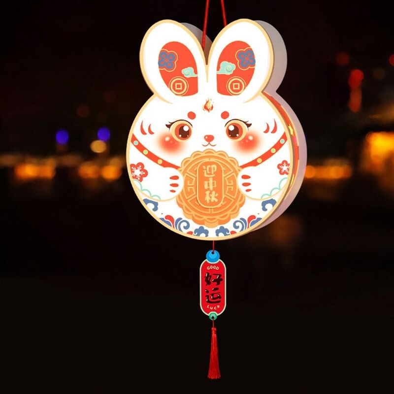 Z lampką LED w połowie jesieni materiały do majsterkowania błogosławieństwa ręcznie robiona lampa światła królik świecące na imprezę świecąca latarnia