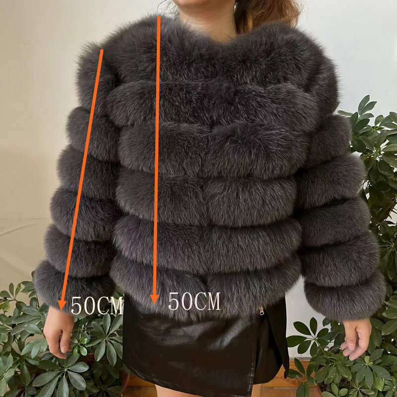 Chaqueta de piel 100% natural para mujer, abrigo de piel auténtica, chaqueta corta de piel de zorro Natural de lujo a la moda de 50cm, venta al por mayor, 2022