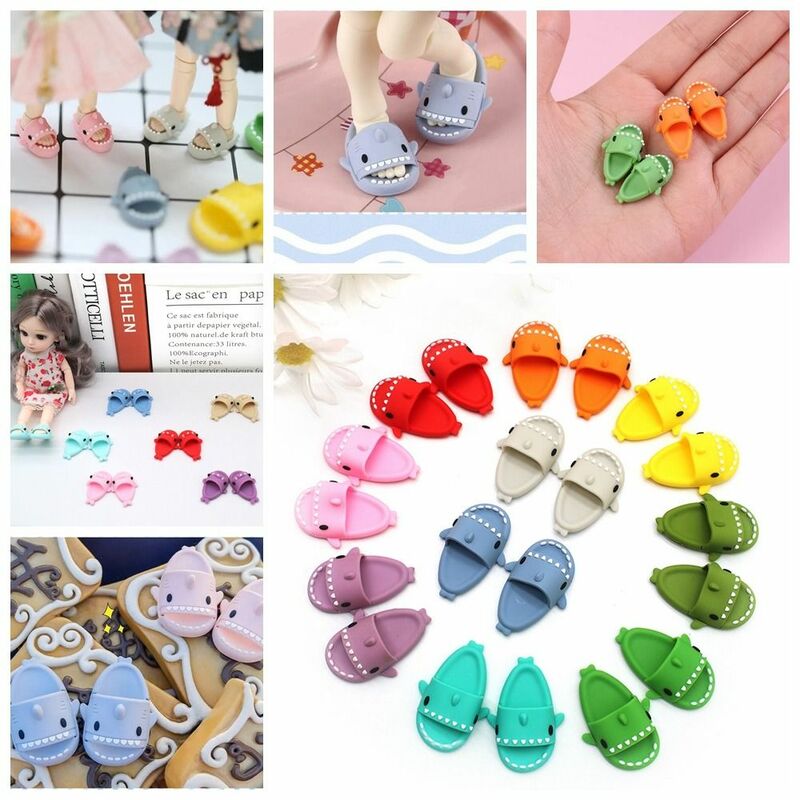 1:12 Shark Slippers Miniature Doll Shoes Plastic Doll Shoes Suit for Ob11 1/12 Bjd Doll Gsc DOD, YMY Doll Accessories Girls Gift