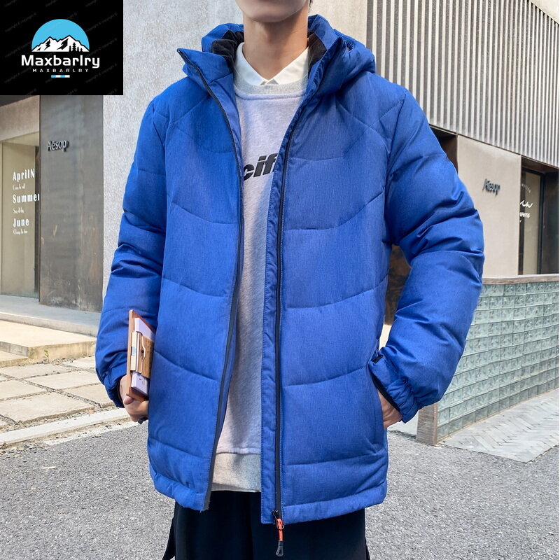 2024 Winter Lightweight Cushioned Jacket Windproof Thickened Down Hooded Zipper Coat Warm and Fashionable New Men's Wear