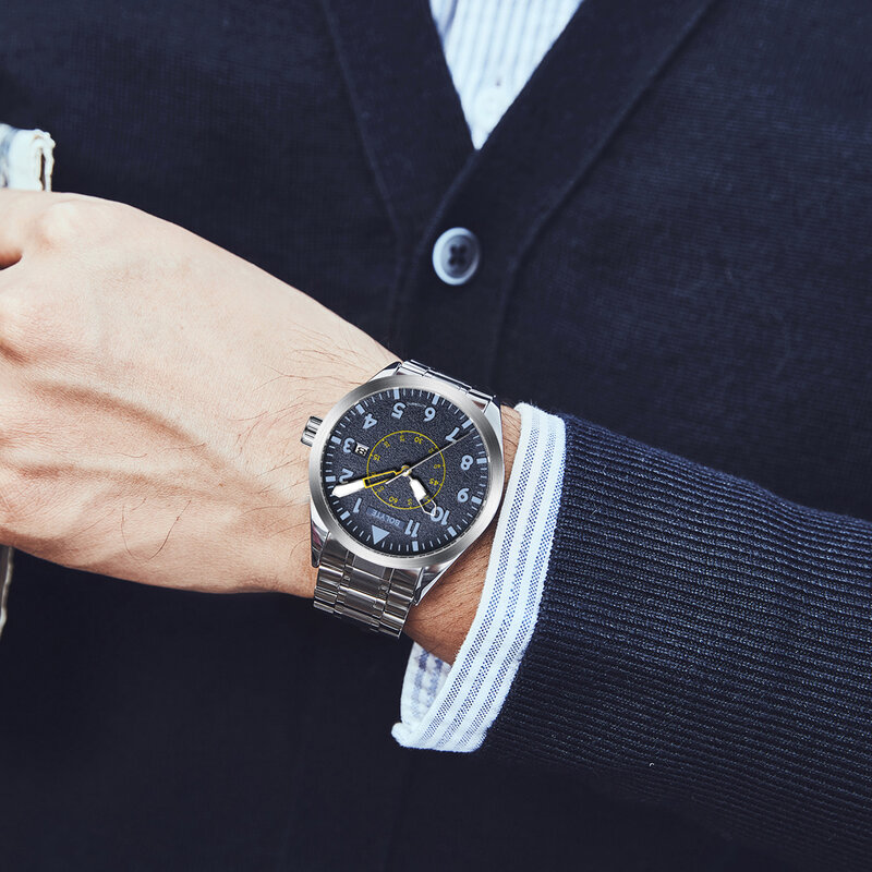 BOLYTE jam tangan Mekanikal pria, arloji otomatis Stainless Steel merek Top, tanggal bercahaya Reloj Hombre