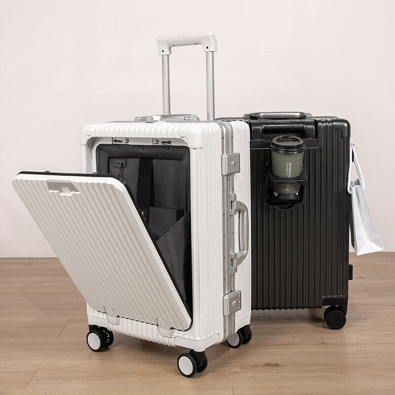 Men And Women Multifunctional Luggage Compartment PC Aluminum Frame Password Trolley Box Universal Wheel Rechargeable Travel Box