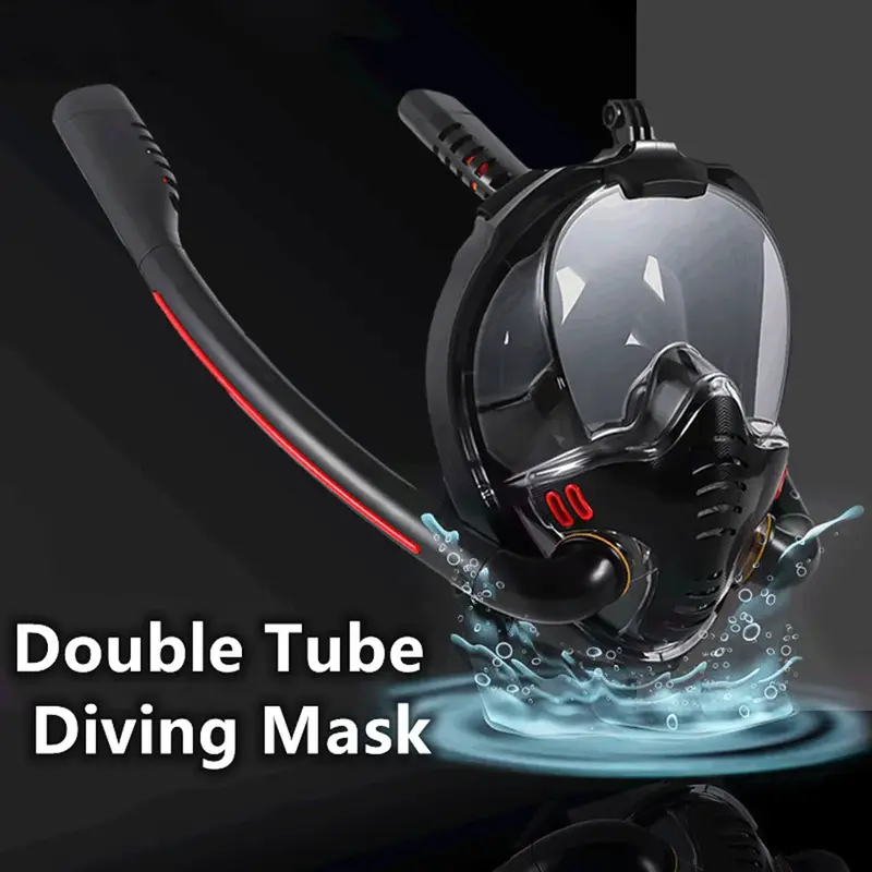 Maska do nurkowania podwójna rura silikonowe pełne suche maska do nurkowania dla dorosłych maska do pływania gogle do nurkowania samodzielne podwodne oddychanie