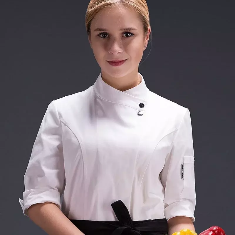 Women Restaurant Clothes Chef Waitress Jacket Work Uniform New Fashion Food Service Barista Wear