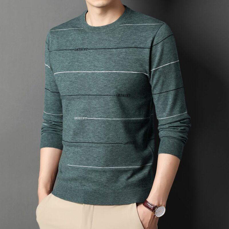 COODRONY-suéter cálido para hombre, camiseta de manga larga a rayas coreanas, camisa de punto suelta, ropa de otoño e invierno, W5630