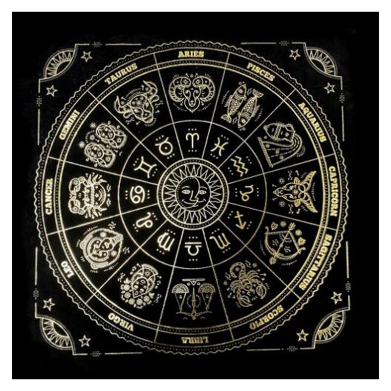 Péndulo cuadrado, mantel adivinación, tarots, almohadilla para cartas, runas, mantel altar