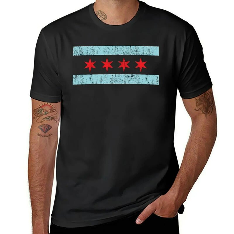 Maglietta bandiera Chicago vestiti kawaii stampa animalier per ragazzi camicetta taglie forti t-shirt da uomo