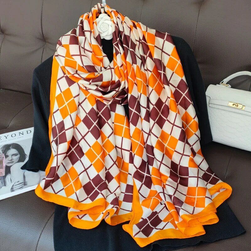 Bufanda de seda para mujer, chal grande, suave, Hijab, novedad de primavera y verano, 2023