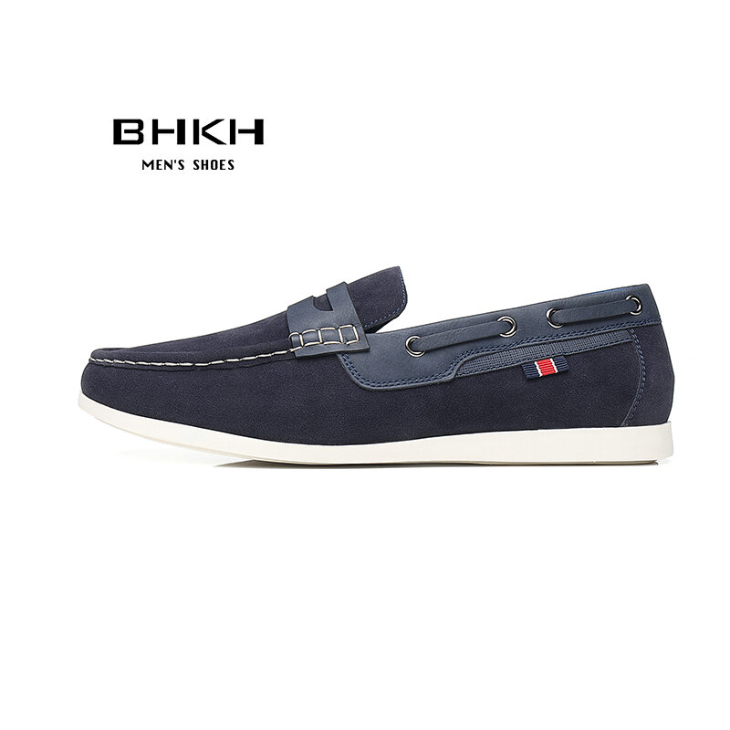 Bhkh-メンズレザー滑り止めボートシューズ,快適な靴,ファッショナブル,カジュアル,2022