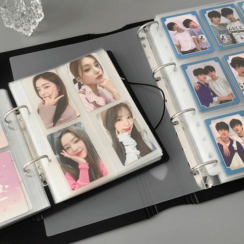 3 Inch Photocard Holder Binder 4 Grids 9 Grids Large Capacity White Heart Hollow with Band Photo Album Card Collect Book