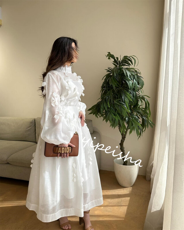 Женское бальное платье-трапеция Jiayigong, бальное платье средней длины с высоким воротником из крепа и перьев, Саудовская Аравия