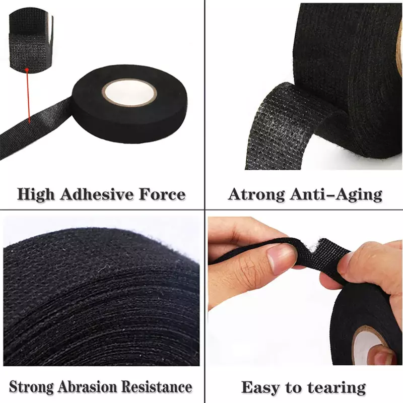 Heat-resistant Adhesive Cloth Fabric Tape For Automotive Cable Tape Harness Wiring Loom Electrical Heat Tape 9/15/19/25/32MM