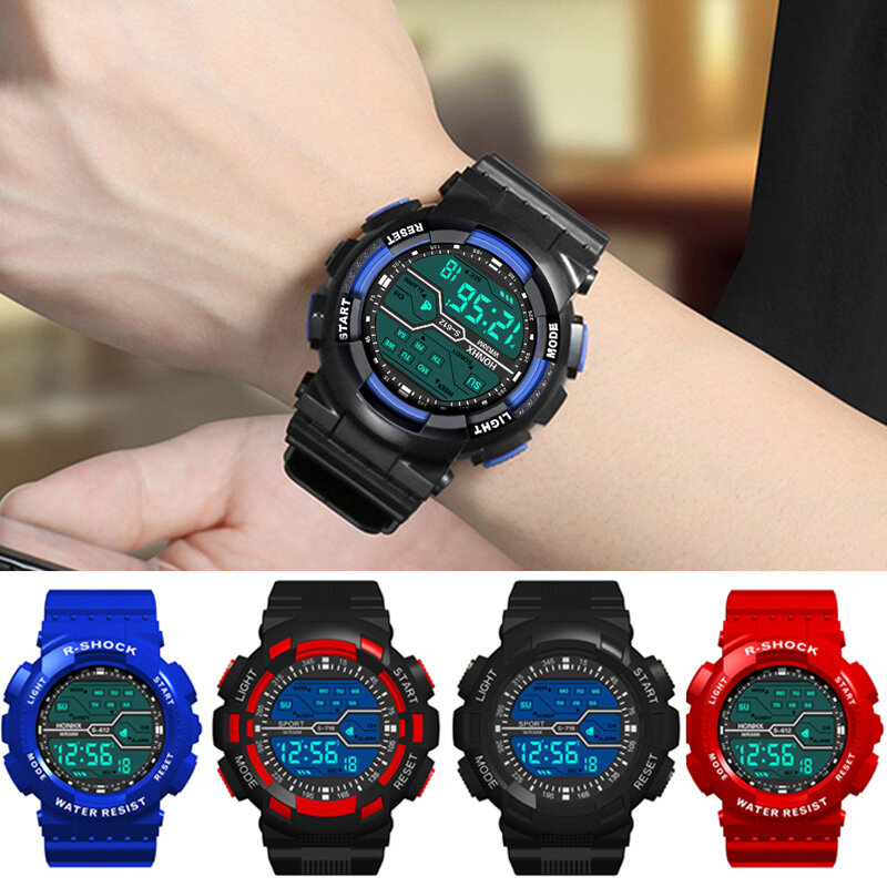 Cyfrowe zegarki na rękę męskie YIKAZE wielofunkcyjne sportowy zegarek w stylu wojskowym dla mężczyzny chronograf świecący wodoodporne zegarki męskie