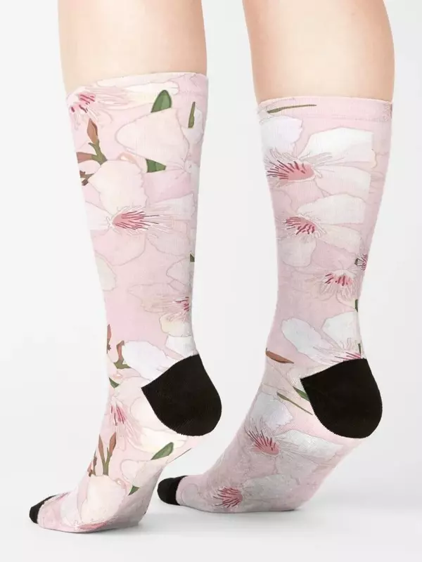 Calcetines de flores Sakura para hombre, calcetín divertido de fútbol, regalo de Navidad, retro, para niña