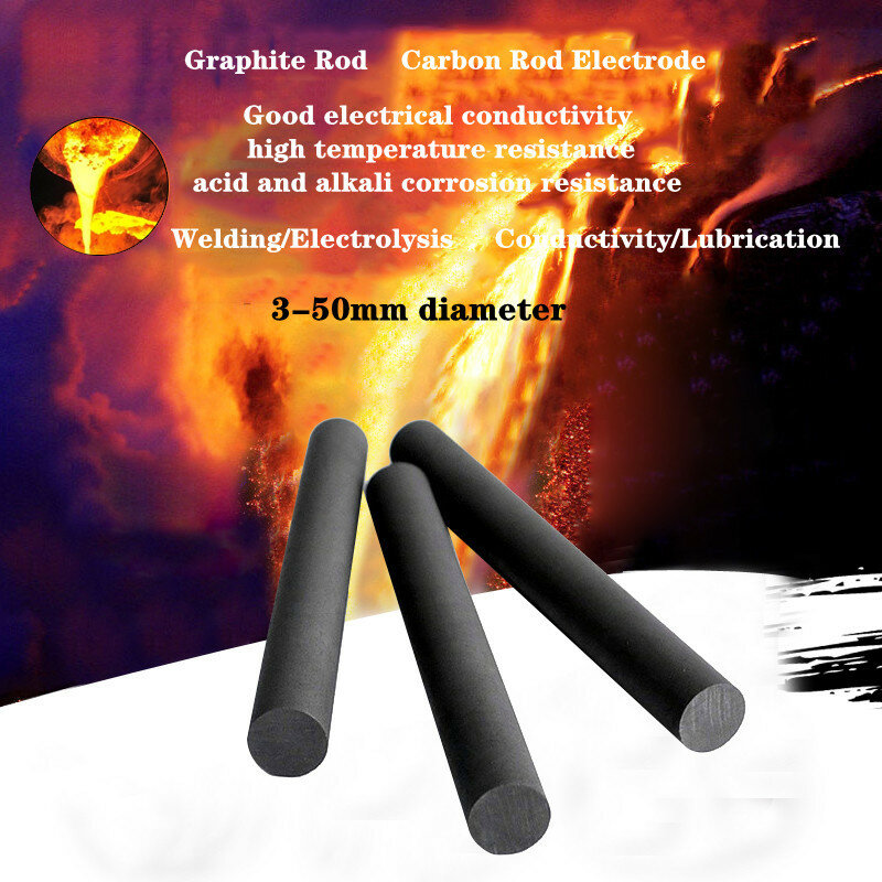 5 sztuk czarny wędka węglowa elektroda grafitowa pręty cylindryczne bary dla przemysłu wysokotemperaturowa przewodząca wędka węglowa s