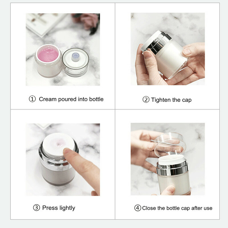 Pots à pompe sans air pour crème acrylique, 15/30/50ml, rechargeables, flacon à pression sous vide, Lotion pour le visage, récipient cosmétique facile à utiliser