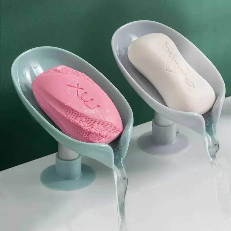 1 pz scarico portasapone a forma di foglia scatola di sapone ventosa vassoio stendibiancheria per doccia contenitore di spugna cucina accessori per il bagno