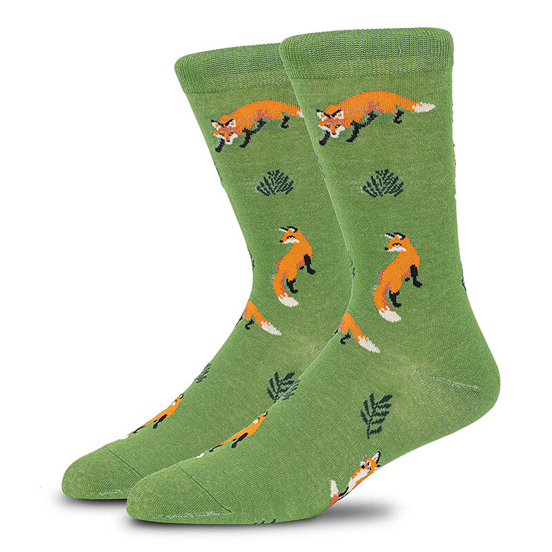 남성용 원피스 양말-다채로운 펑키 양말-면 패션 동물 고슴도치 여우 패턴 양말