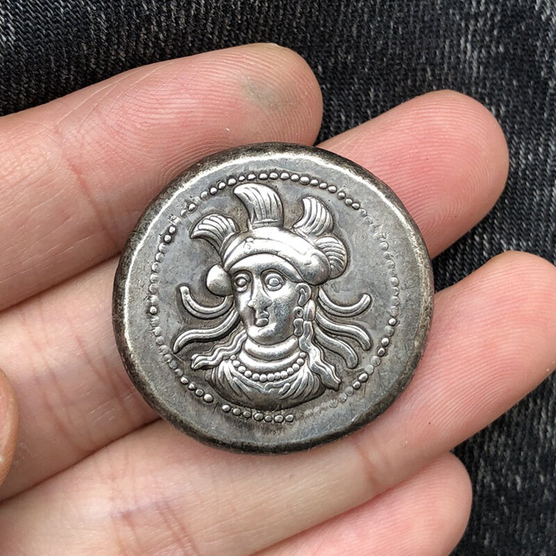 Moneda de lujo antigua de la diosa del imperio de Grecia, moneda de arte divertida en 3D, moneda conmemorativa de la buena suerte, bolsillo divertido + bolsa de regalo