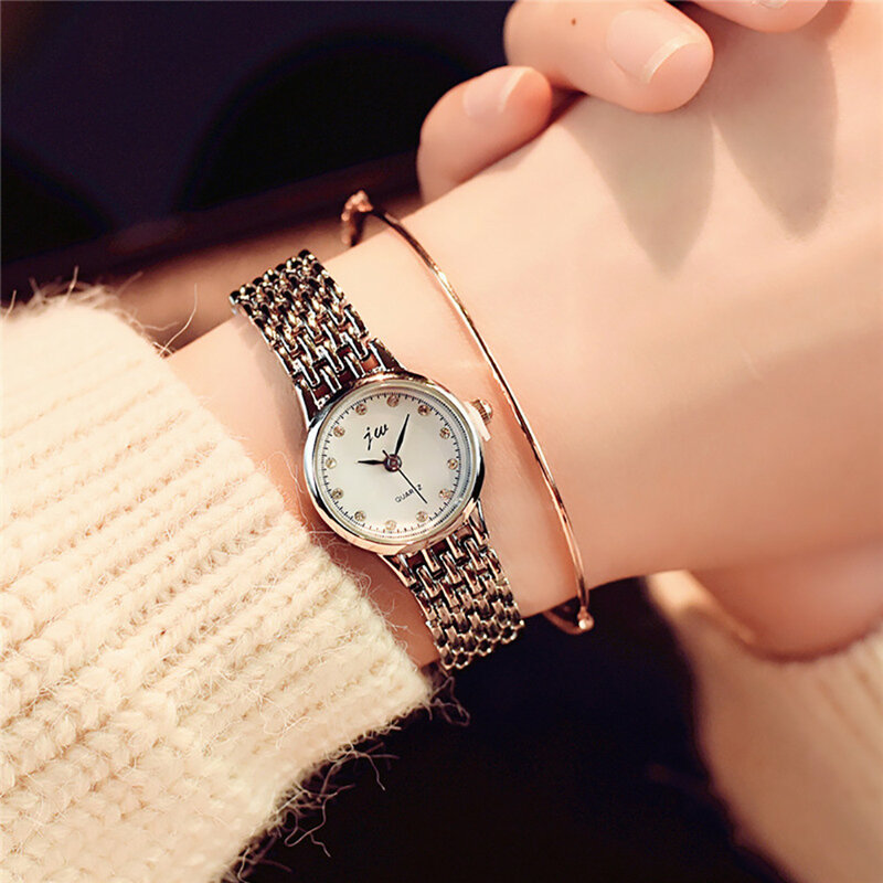 Luksusowe damskie zegarki damskie delikatne kwarcowe zegarki na rękę kobiety oglądają złoty kwarcowy zegarek damski złoty kolor RelóGio Feminino