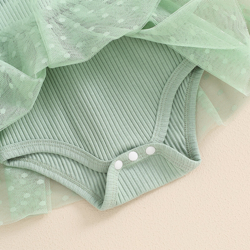 BloRequiBaby-Robe barboteuse d'été pour fille, combinaison de lit à volants en patchwork de maille décontractée pour nouveau-né, vêtements mignons pour tout-petits