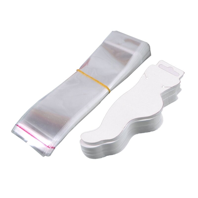 100xBlank Anklet Cards Paper Tags Label Harga Kertas Kraft dengan Desain Dua Lubang