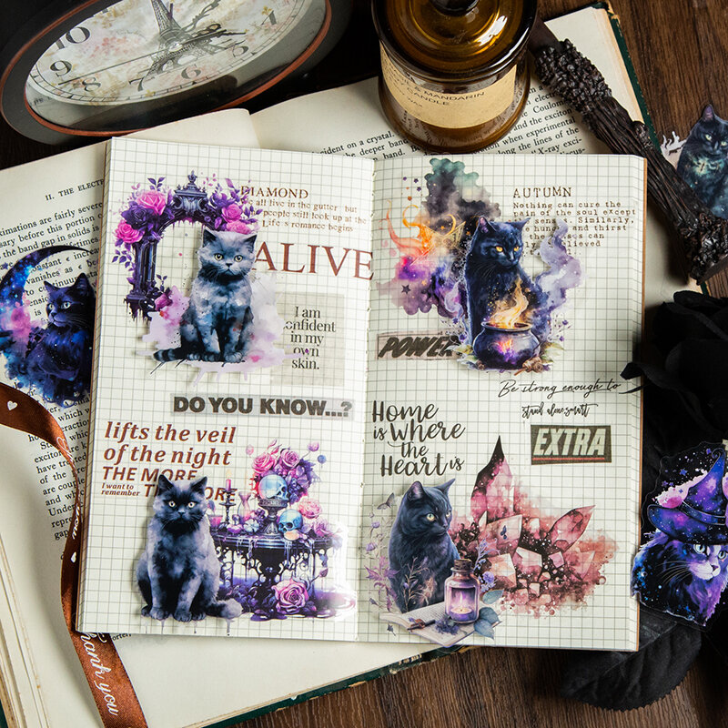 6Packs/Lot Hellia 'S Kat Serie Retro Creatieve Decoratie Diy Huisdier Stickers